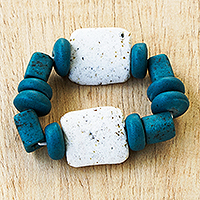 Recycled glass beaded bracelet, 'Greatest Love' - Chunky Recycled Glass Beaded Bracelet