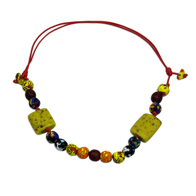 Colorful Recycled Glass Beaded Necklace