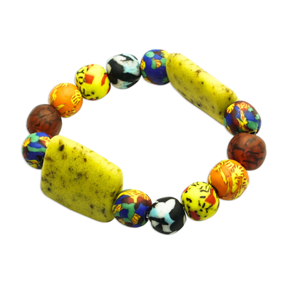 Recycled glass beaded bracelet, 'Joy Riding' - Colorful Recycled Glass Beaded Bracelet