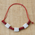 Recycled glass beaded necklace, 'Marvel at Me' - White and Red Recycled Glass Beaded Necklace