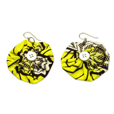 Eco-Friendly Fabric and Brass Dangle Earrings