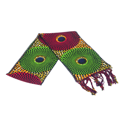 Bufanda de algodón, 'Nsubura' - Bufanda de algodón estampada de Ghana