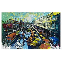 'Crossing the Rubicon' - Acrylic Marketplace Scene on Canvas