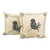 Hand-painted cotton cushion covers, 'Perching' (pair) - Bird-Themed Cotton Cushion Covers (Pair)