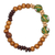 Wood beaded stretch bracelet, 'Great Power' - Artisan Crafted Recycled Glass Beaded Bracelet