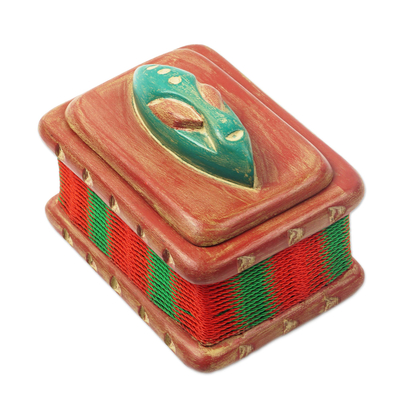 Velvet-Lined Ofram Wood Jewelry Box from Ghana