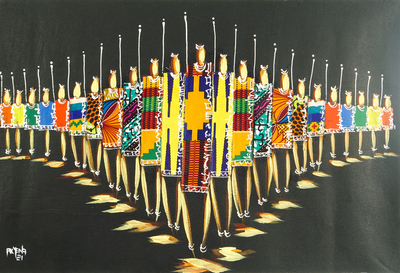 'Masai' - Acrylic Masai Warrior Painting on Canvas
