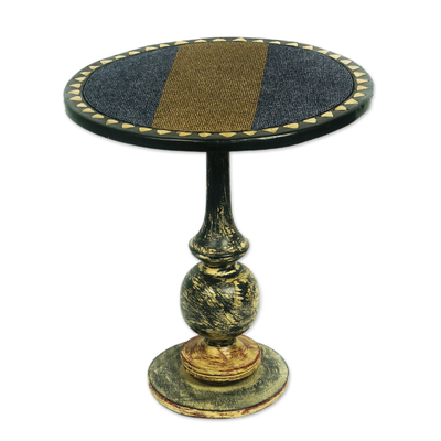 Wood accent table, 'Asafoiatse' - Sese Wood and Brass Plated Accent Table