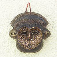 African wood mask, 'Bakwele' - Handmade Sese Wood Mask from Ghana