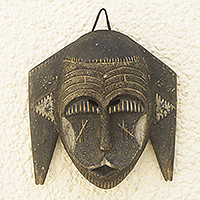 African wood mask, 'Bassa' - Handcrafted African Sese Wood Mask