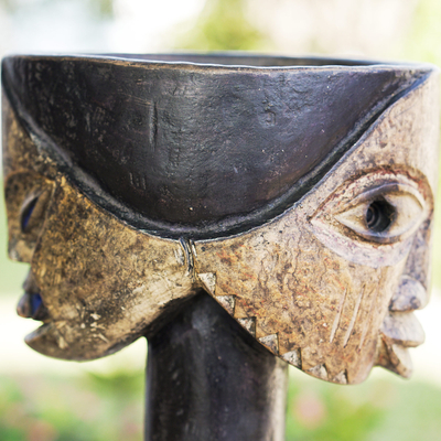 Wood sculpture, 'Lobi' - Hand Crafted Ghanaian Sese Wood Sculpture