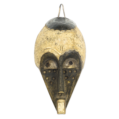 African wood mask, 'Bakuba People' - Hand Carved African Sese Wood Mask