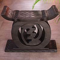 Taburete trono Ashanti - Taburete trono de madera de comercio justo