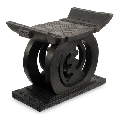 Ashanti throne stool, 'Chemu Lagoon' - Fair Trade Wood Throne Stool