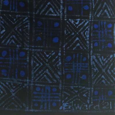 Batik cotton wall hanging, 'African Textile' - Hand Dyed Batik Cotton Wall Hanging