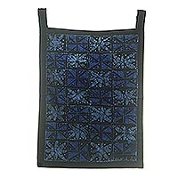 Batik cotton wall hanging, 'Togetherness in the Spirit' - Batik-Dyed Floral Cotton Wall Hanging