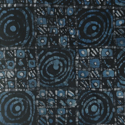 Tapiz de pared de algodón batik - Tapiz de pared de algodón teñido con batik azul y negro