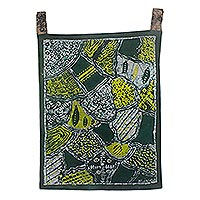 Baumwoll-Batik-Wandbehang, „Himmel und Erde“ – handgefertigter Baumwoll-Batik-Wandbehang