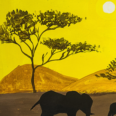 'African Safari Sunset' - Acrylic Landscape Painting on Canvas