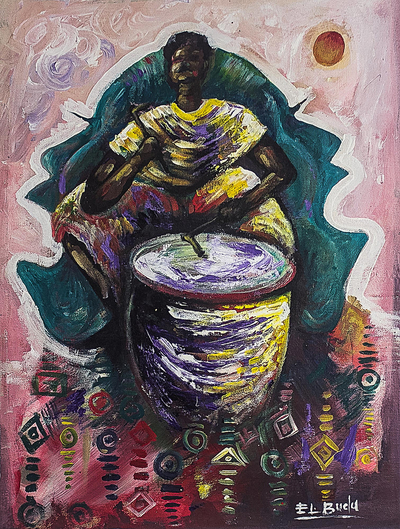 'African Drummer' - Acrylic Music Painting on Canvas