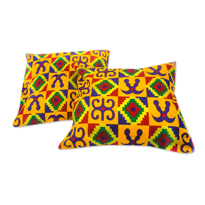Kissenbezüge aus Baumwolle, (Paar) - Kissenbezüge aus Baumwolle mit Adinkra-Motiv aus Ghana (Paar)