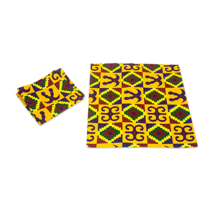 Fundas de cojines de algodón, (par) - Fundas de cojines de algodón con temática adinkra de Ghana (par)