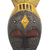 Afrikanische Holzmaske, „Edinam“ – handgefertigte Maske aus Sese-Holz und Aluminium plattiert