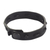 Leather wristband bracelet, 'Run Along in Black' - Black Leather and Brass Wristband Bracelet