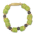 Wood and recycled glass beaded bracelet, 'Sweet Lady' - Green Beaded Stretch Bracelet from Ghana