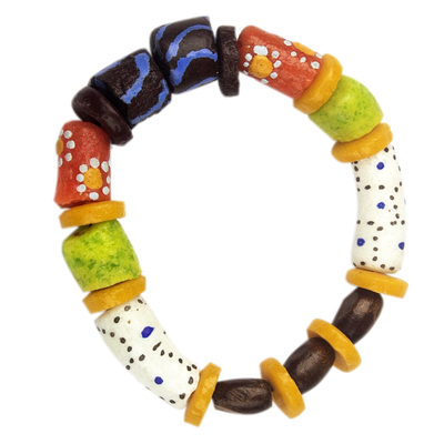 Multicolored Beaded Stretch Bracelet from Ghana