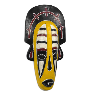 Afrikanische Holzmaske - Handbemalte afrikanische Maske aus Seseholz