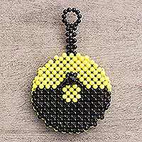Monedero con cuentas, 'Bumble Bee' - Monedero negro y amarillo con cuentas ecológico