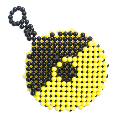 Eco-Friendly Beaded Black and Yellow Coin Purse