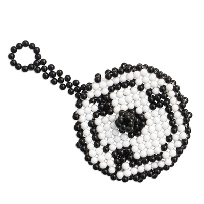 Eco-Friendly Black and White Beaded Coin Purse