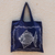 Cotton tote bag, 'Blowing Bubbles in Blue' - Dark Blue Cotton Fish-Motif Tote Bag (image 2) thumbail