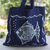 Cotton tote bag, 'Blowing Bubbles in Blue' - Dark Blue Cotton Fish-Motif Tote Bag (image 2b) thumbail