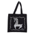 Cotton tote bag, 'Dancing Zebra in Black' - Black Cotton Zebra-Motif Tote Bag thumbail