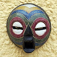 Máscara de madera africana, 'Kunimdu' - Máscara de madera Sese hecha a mano de Ghana