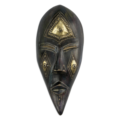 Máscara de madera africana - Máscara de madera de sésé africana latonada