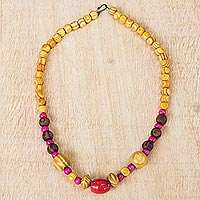 Eco-friendly beaded necklace, 'Inner Beauty' - Eco-Friendly Sese Wood Beaded Necklace