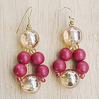 Eco-friendly glass beaded dangle earrings, 'Blooming Colors' - Handmade Eco-Friendly Beaded Dangle Earrings