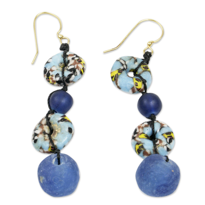 Handcrafted Recycled Glass Beaded Dangle Earrings