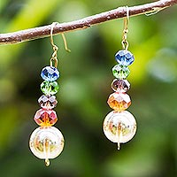Eco-friendly glass beaded dangle earrings, 'Ready and Able' - Hand Crafted Glass Beaded Dangle Earrings