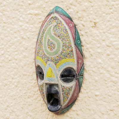 African wood mask, 'Fanti Healing' - Eco-Friendly Sese Wood Mask from Ghana