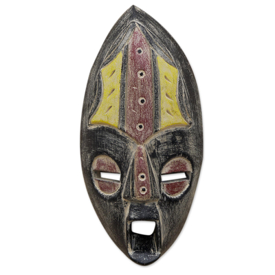 Afrikanische Holzmaske - Handbemalte Sese-Holzmaske aus Ghana