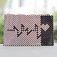 Eco-friendly beaded clutch, 'Heart Rate' - Eco-Friendly Beaded Clutch from West Africa