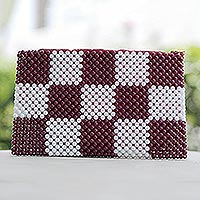 Eco-friendly beaded clutch, Checkered Perfection