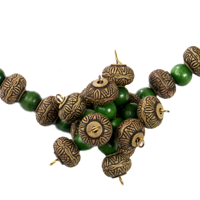 Eco-friendly beaded pendant necklace, 'Peace of Mind' - Eco-Friendly Beaded Pendant Necklace from Ghana