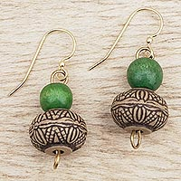 Eco-friendly dangle earrings, 'Peace of Mind' - Eco-Friendly Beaded Dangle Earrings from Ghana