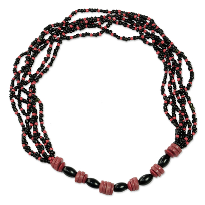 Umweltfreundliche Halskette mit Perlenanhänger - Handgefertigte Halskette mit Anhänger aus recycelten Perlen
